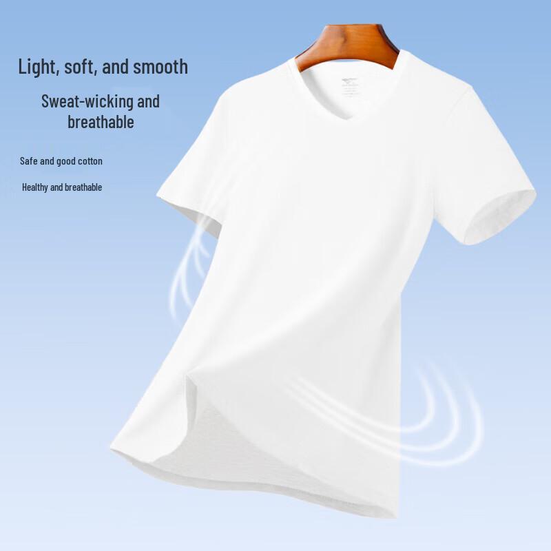 Septwolves Men's Pure Cotton V-Neck Short Sleeve T-Shirt