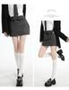 Plus Size Gray Woolen High Waist A-line Skirt for Spring/Autumn