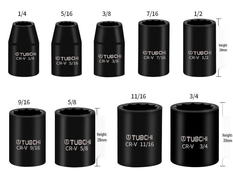46-Piece 3/8" Medium Wall Metric/Imperial Extended Hex Air Impact Wrench & Ratchet Socket Set