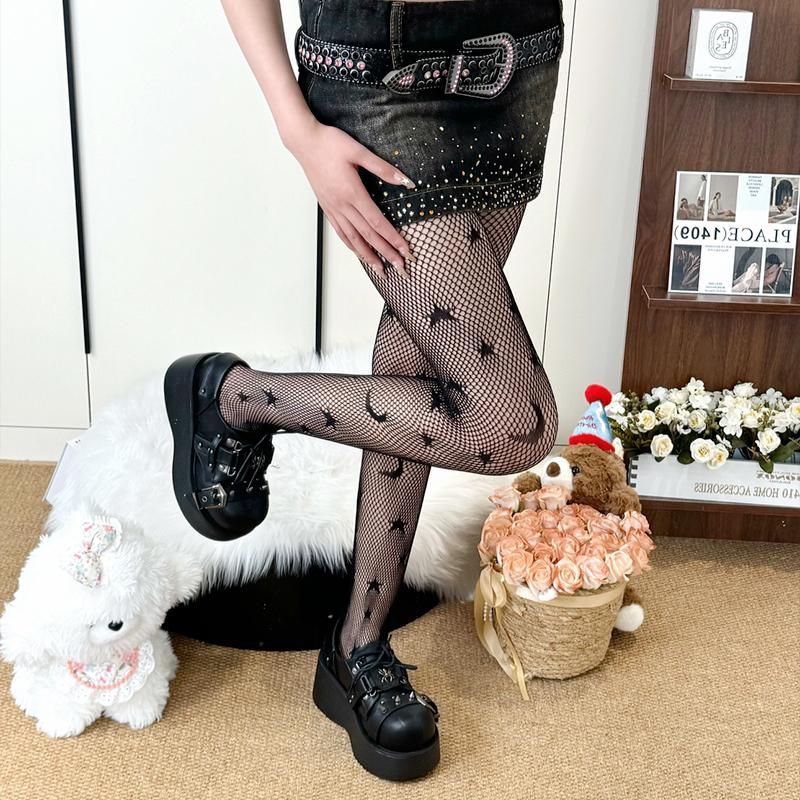 Y2K Lace Patterned Fishnet Tights for Women Black Fishnets Leggings Lace Tights Patterned Fishnet Tights High Waist Pantyhose