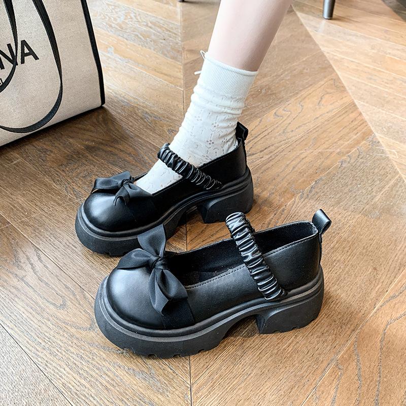 French Mary Jane Shoes Women's 2025 Spring and Autumn New Pearl Bow Girl Single Shoes Thick Heel Fairy Style Loafers