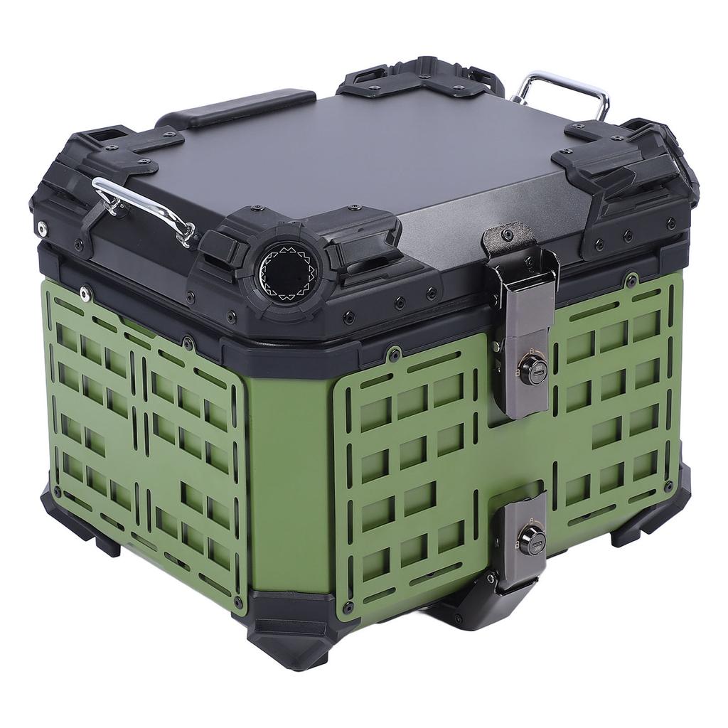 45L Motorcycle Top Case Aluminum Alloy Water Resistant Motorcycle Trunk Storage Box with Security Lock for Helmet