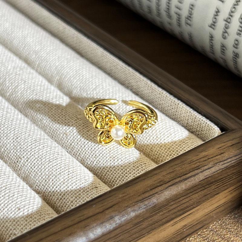 2026 Ring Female Niche Design Sense Geometric Micro-inlaid Zircon Cold Wind Versatile Retro Adjustable Texture Ring