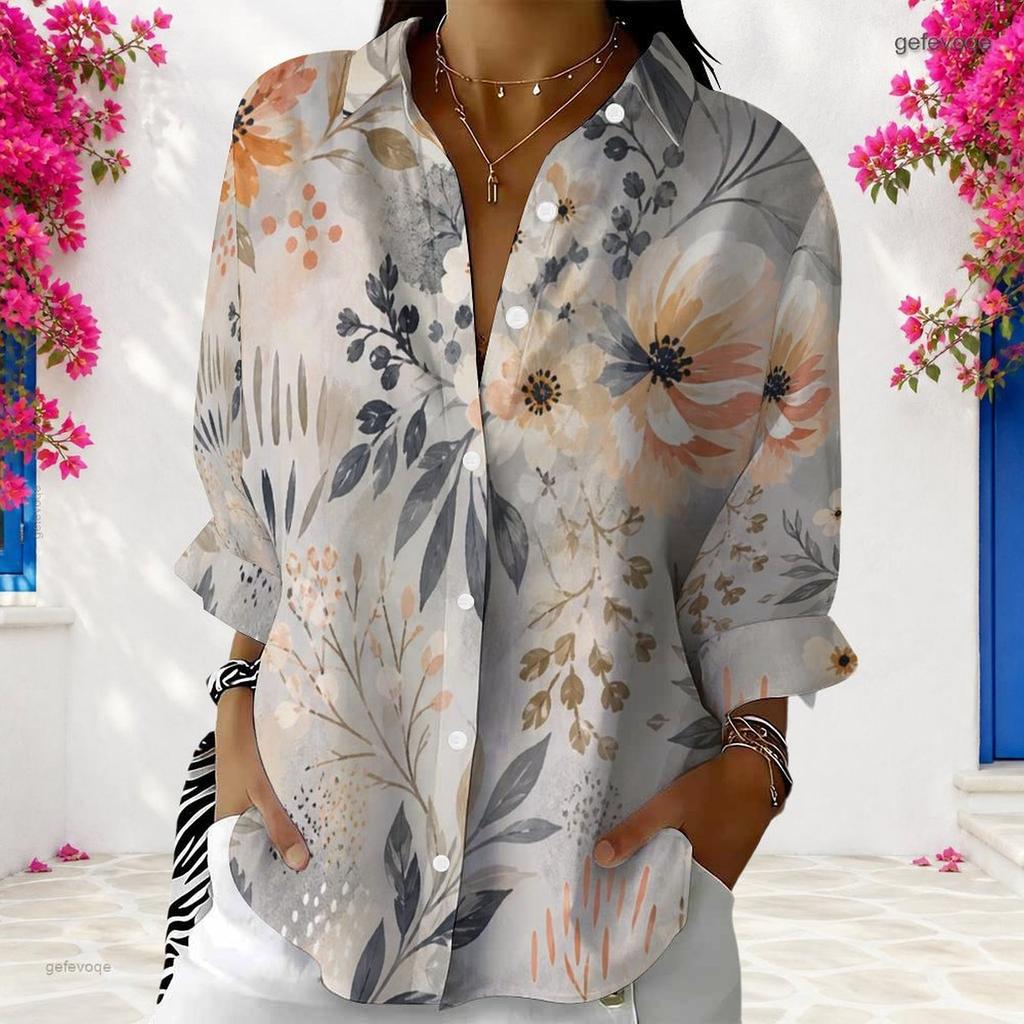 Womens Plus Size Collared Long Sleeve White Button Front Shirt