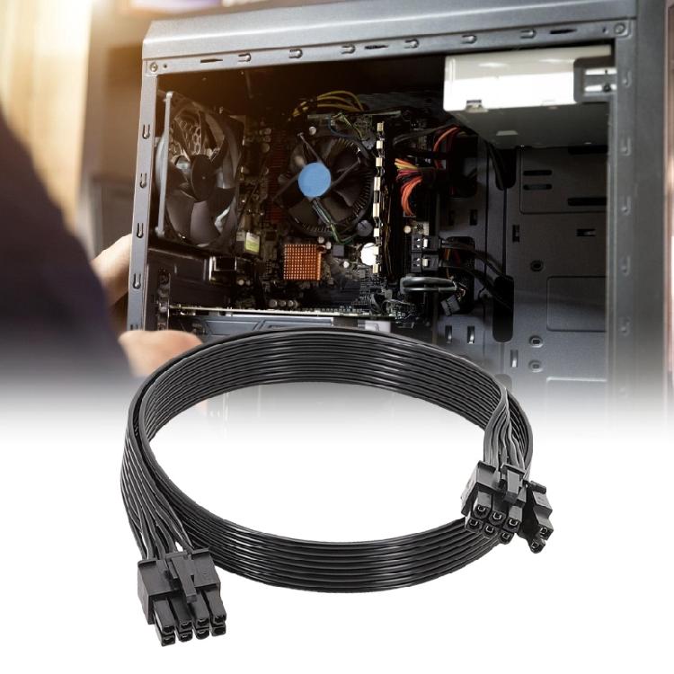 50cm PCIE GPU Stromkabel 8-Pin auf 6+2-Pin für GPU-Netzteil mit U-Klemmen