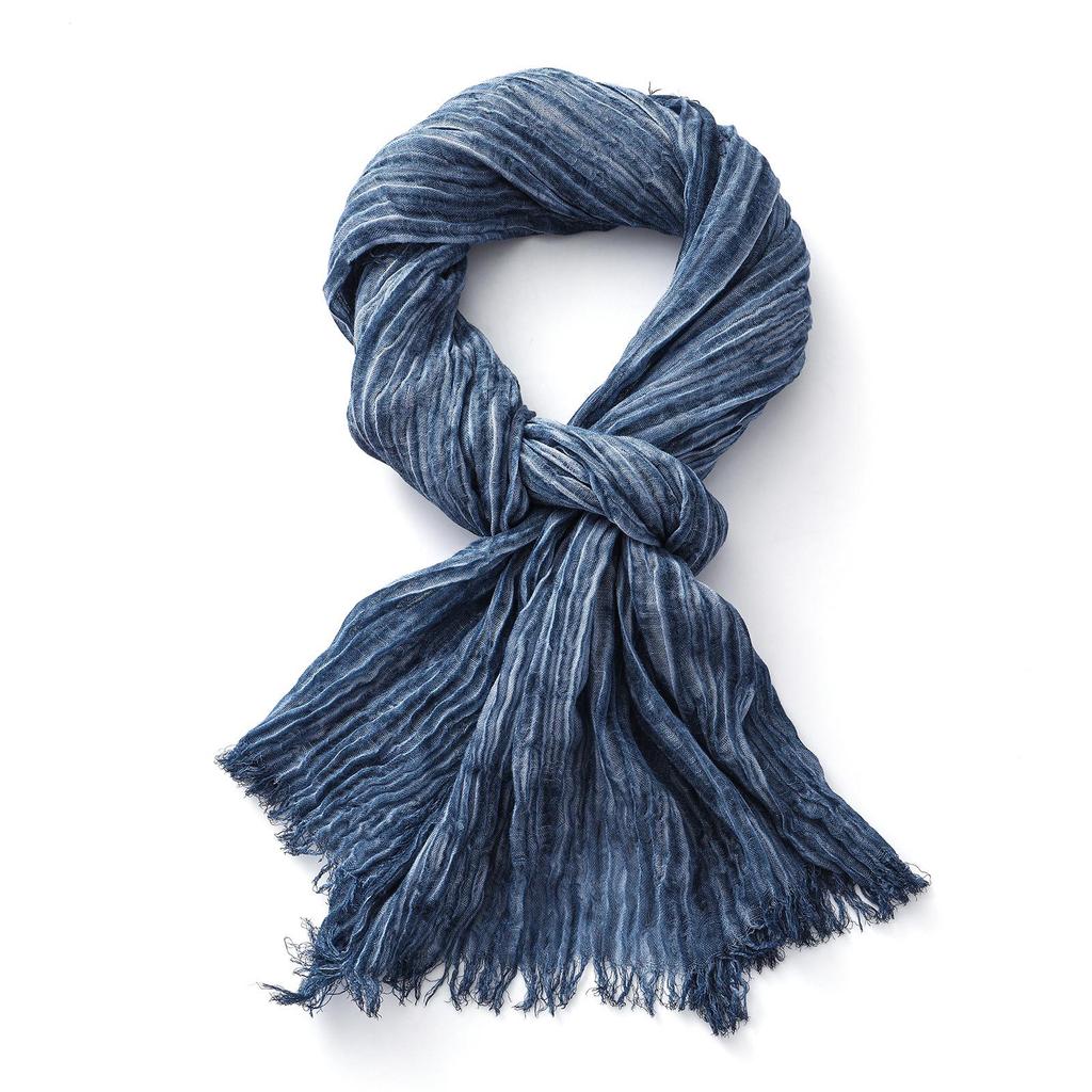 Men's Handmade Pleated Tie-Dye Scarf - Autumn/Winter Cotton Linen Retro Style