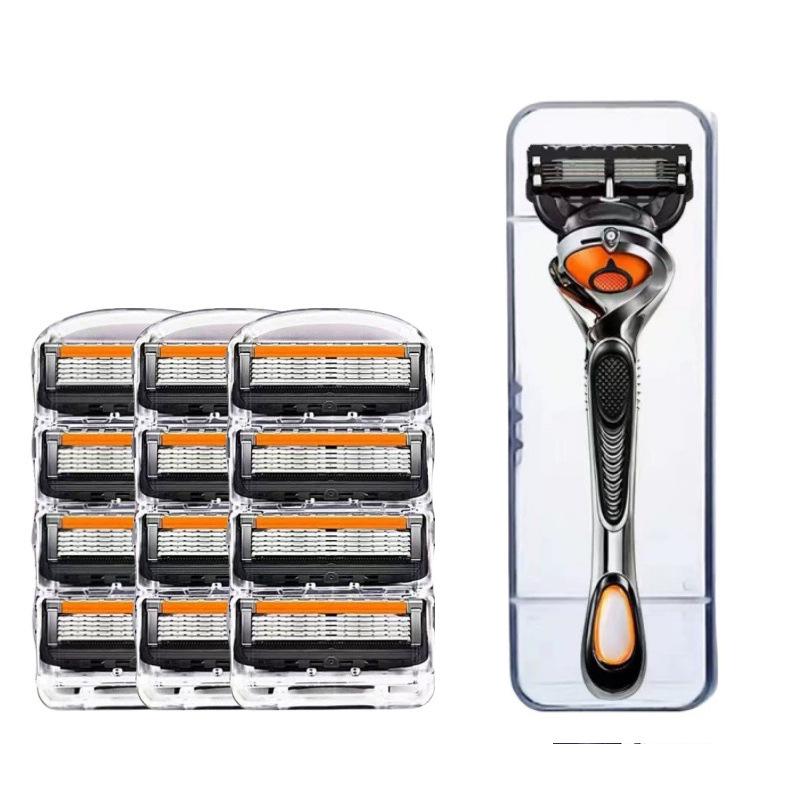 German Quality Five-Layer Men's Manual Shaving Razor with Gillette Blade for Universal Hair Removal