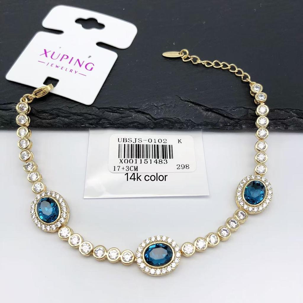 XUPING Jewelry Iced Out Synthetic CZ Colorful Gemstone Artificial Stone Clasp Gold Color Plated Pink Women Heart Tennis Bracelet