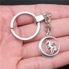 Elephant Horse Animal Duo Pendant Antique Bronze Metal Keychain with 30mm Ring for Students Hot Sale