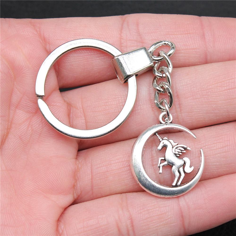Elephant Horse Animal Duo Pendant Antique Bronze Metal Keychain with 30mm Ring for Students Hot Sale