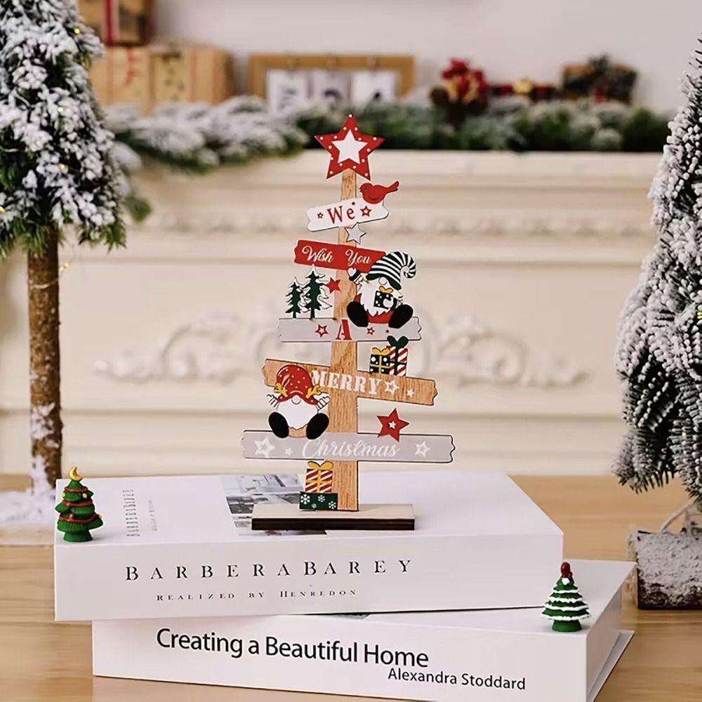 Xmas Tree Shape Christmas Tree Desktop Ornament Multicolor Tabletop Ornament  Holiday Decoration