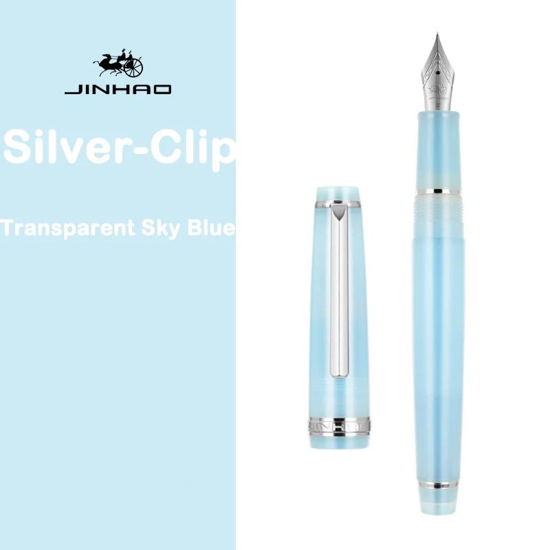 JINHAO 82 Fountain Pen Gold Trim Acrylic Barrel Silver Clip for Writing Calligraphy Signature School Office Supplies Stationery