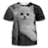 PLstar Cosmos DJ Pizza Katze T-Shirt Herren Damen Tier 3D T-Shirt Hip Hop Sommer Kurzarm Atmungsaktives T-Shirt Große Größen