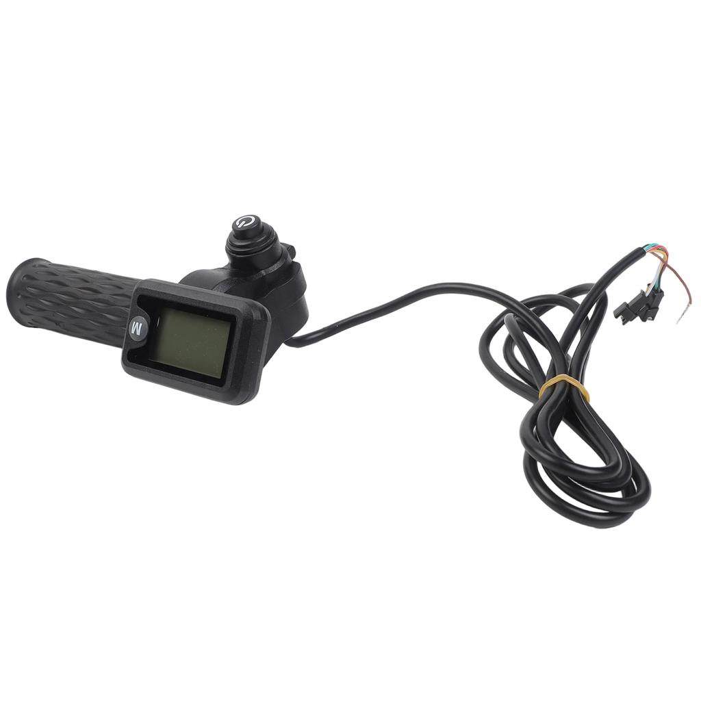 Acelerador de Manillar para Bicicleta Eléctrica con Pantalla LCD para Velocidad y Voltaje Longitud del Cable 170cm Se Adapta a Sistemas de 36/48/60/72V Incluye Par