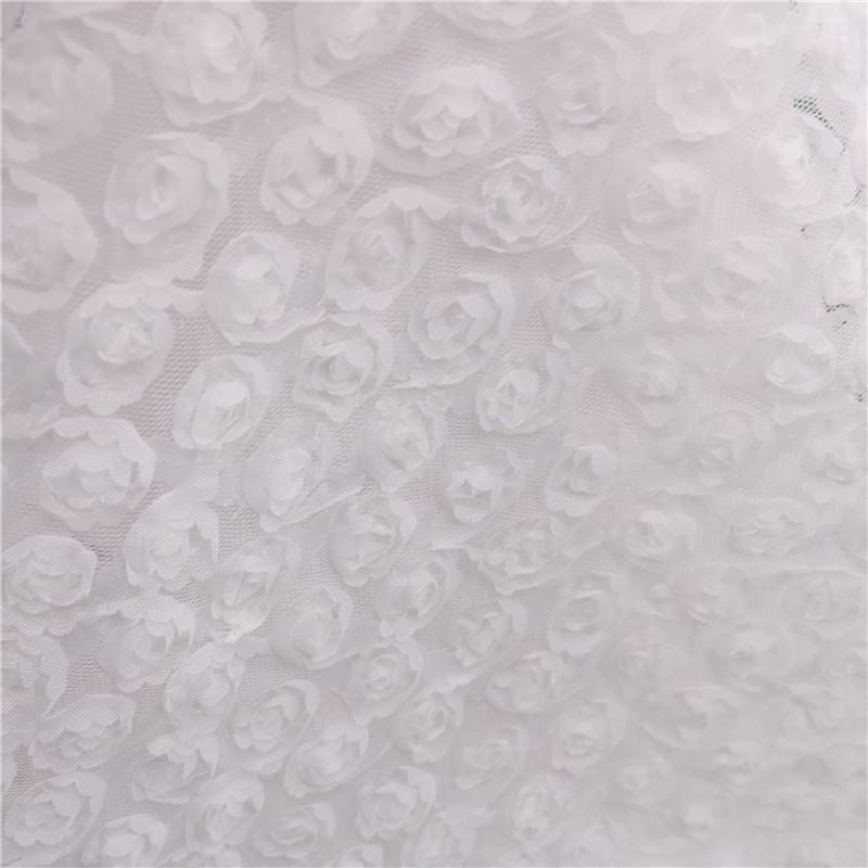 1 Yard Rose Flower Tulle Mesh Fabric Stretch 3D Rose Embroidery Designer Fabric DIY Sewing Wedding Party Dress Background Decor