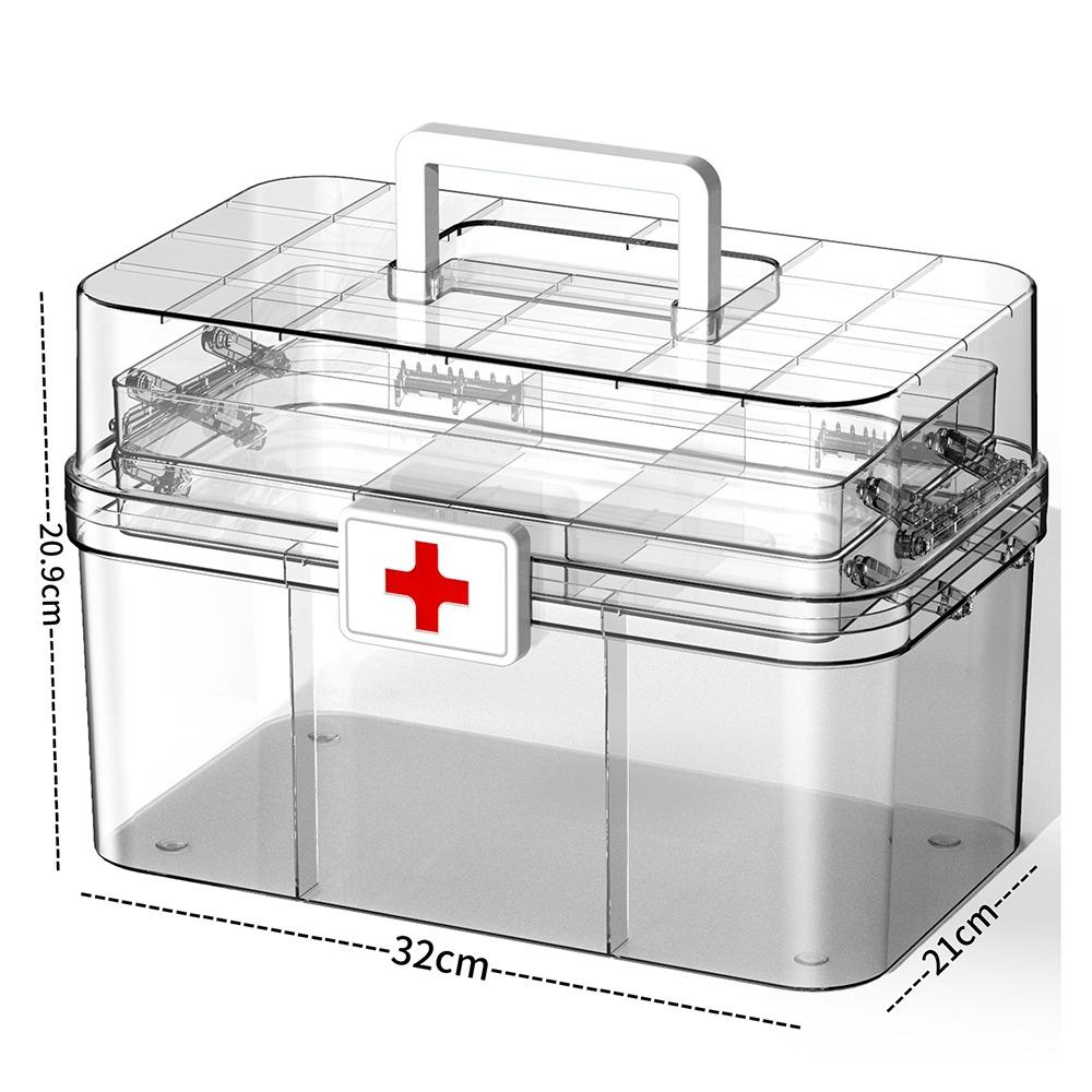 Plastic 3-Layers Medicine Box Sorting Storage Dustproof Drug Storage Box With Handle Large Capacity Emergency Organizer Office