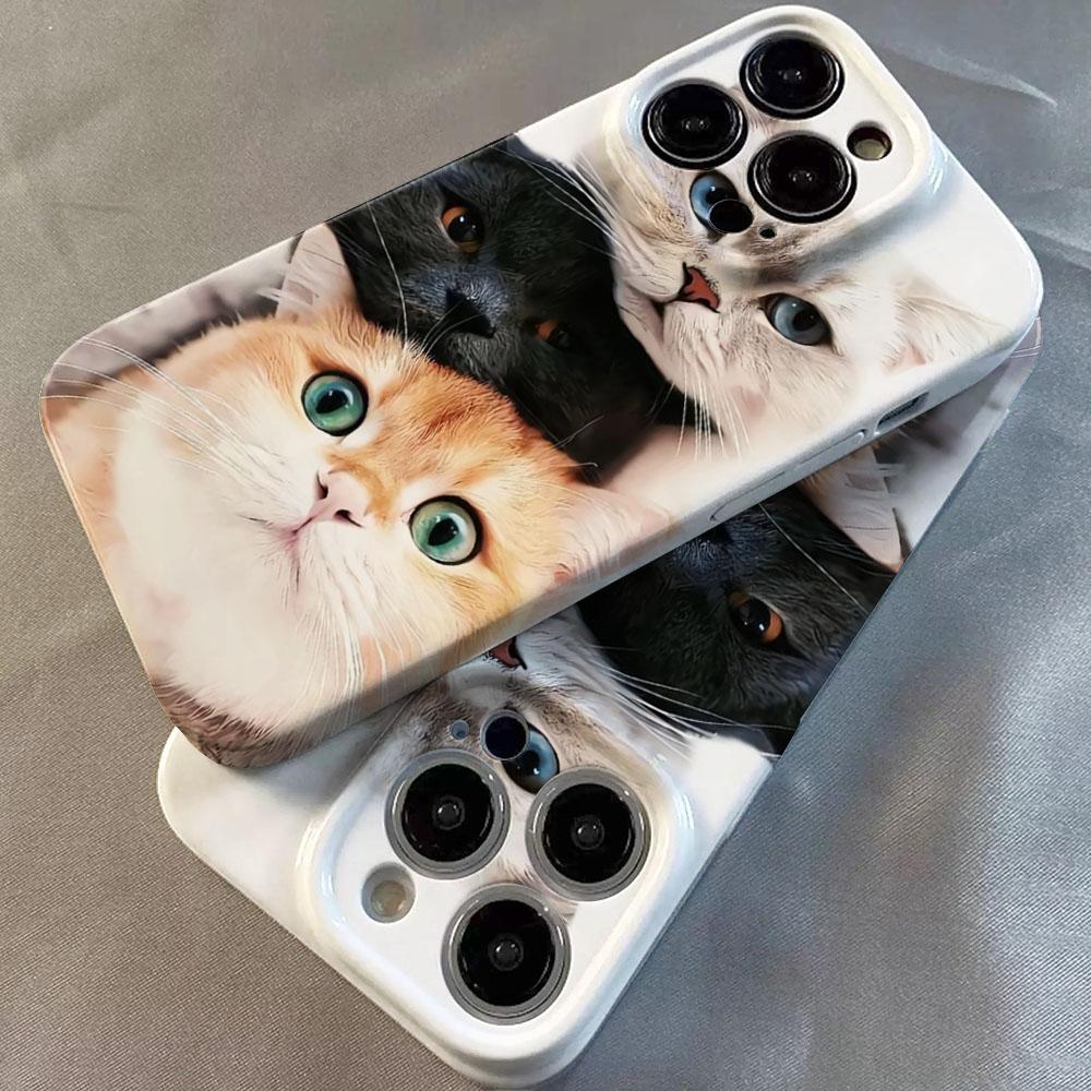 Lovely Cute Cat Phone Case for Oppo Reno14 Reno13 Reno12 Reno11 Reno10 Reno8 Reno7 Reno6 F Z T SE Pro 4G 5G Glossy Film Hard PC