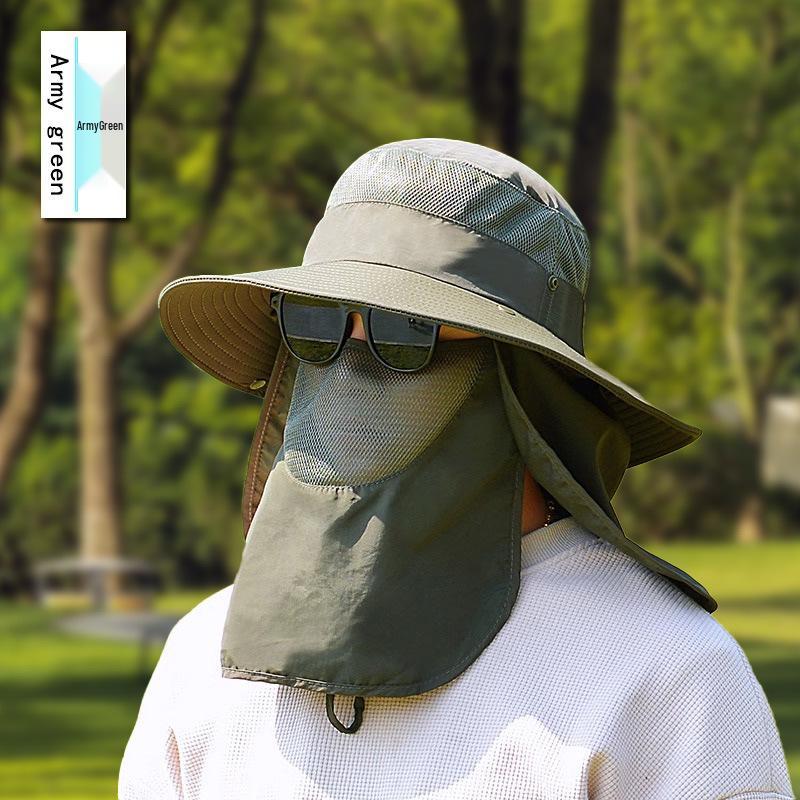 Versatile Summer Sun Hat with Large Brim and Shawl for Fishing, Mountaineering, and Sun Protection