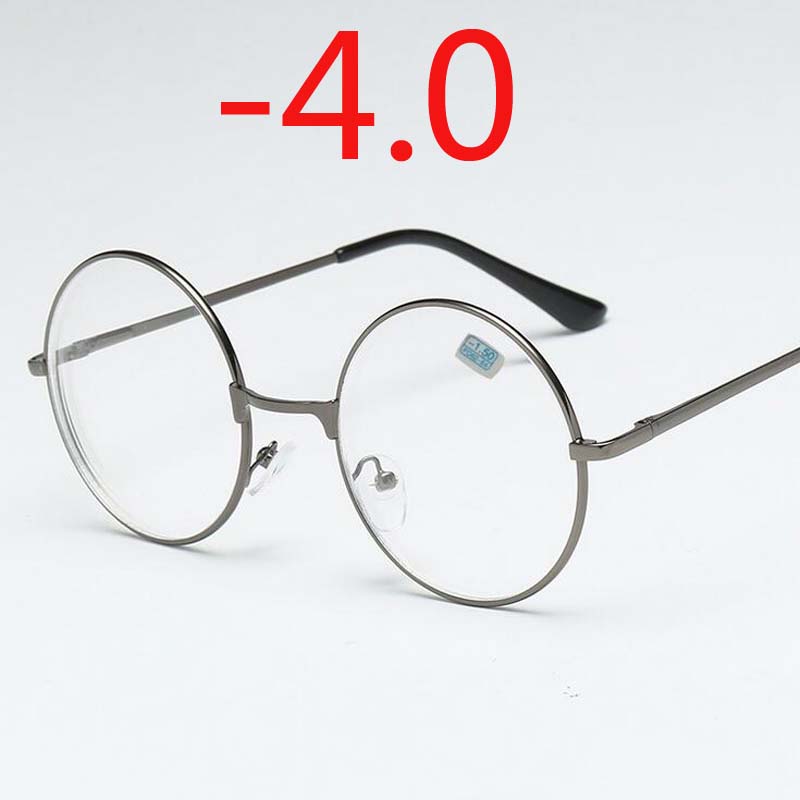 Round Glasses Woman Men Glasses Retro Myopia Optical Metal Frames Clear Lens Black Silver Gold Eyeglasses -1.0 -1.5 -2.0 To -4.0
