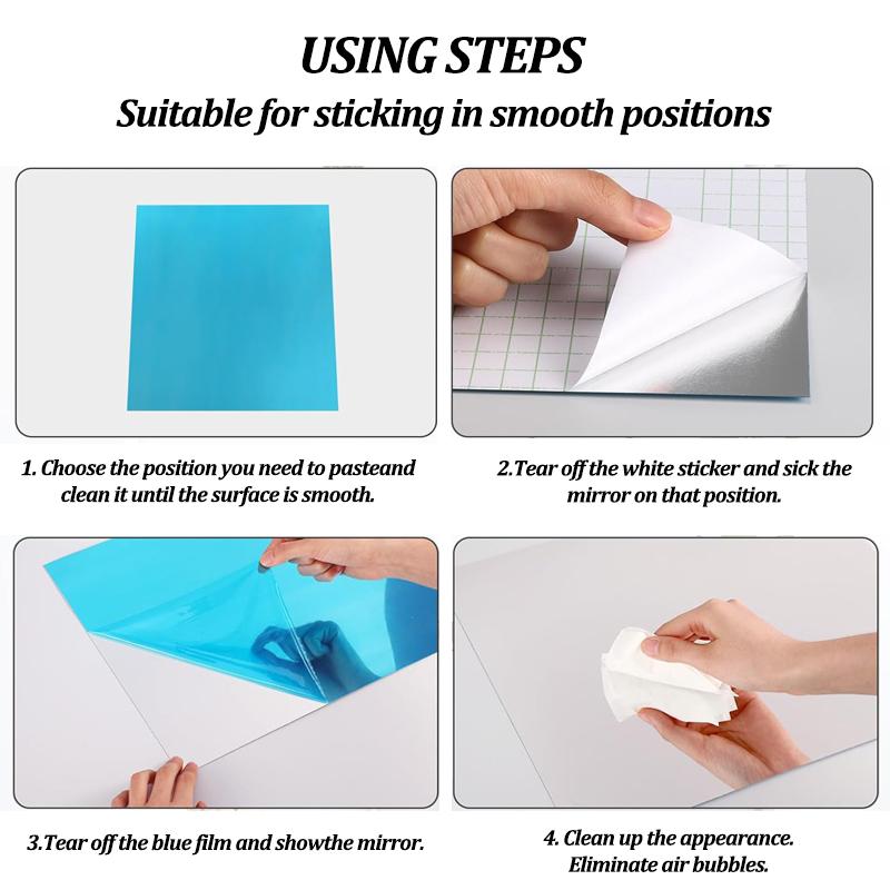 4/8/16Pcs Self-adhesive Acrylic Mirror Bathroom Shower Makeup Anti Fog Mirror Home DIY Decoration Tile Shaving Mirror Sticker