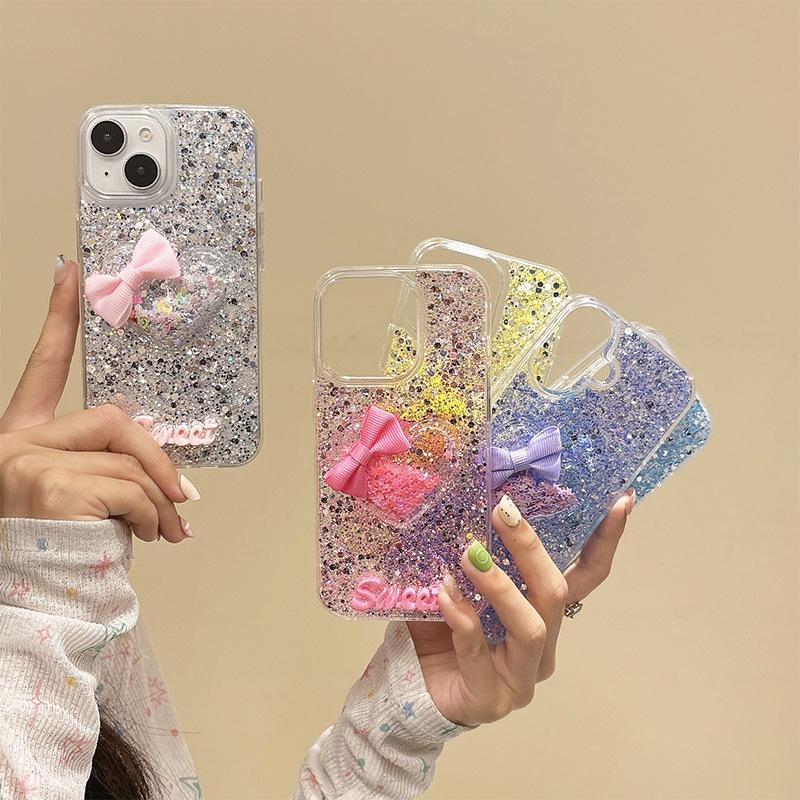 Premium Sense 16 For Apple 17Promax Flash Phone Case 16Plus Epoxy Iphone Bow Women'S Models