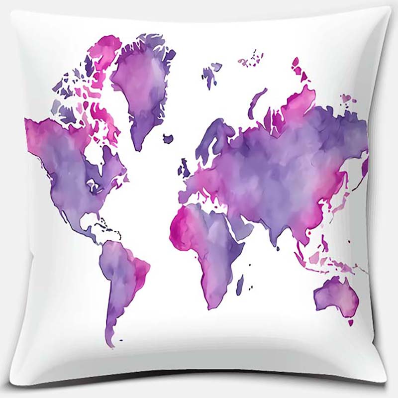 Purple Geometric Flower Text Printing Series Pattern Pillowcase Square Pillowcase Home Office Decoration Pillowcase