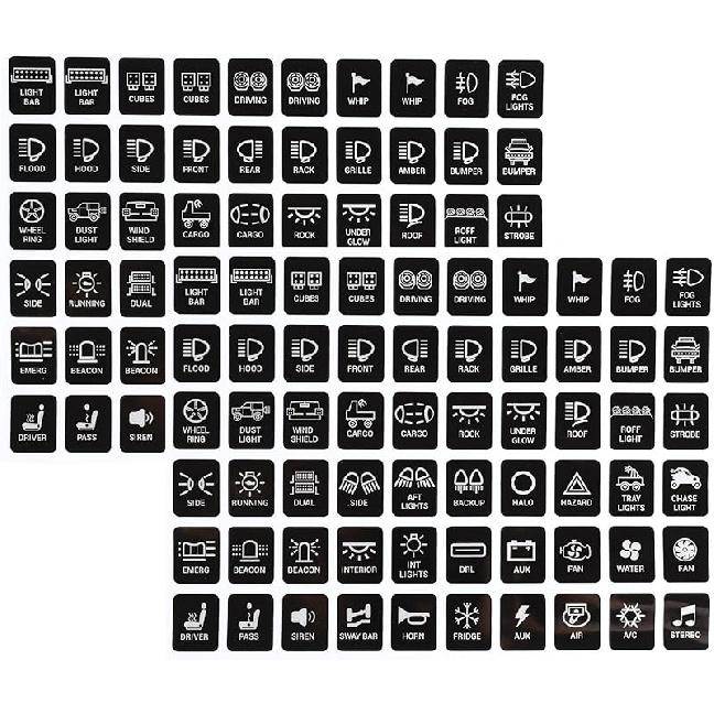 120PCS Car Switch Panel Sticker, Switch Label Decal Kit for Switch Panel AR-800, BA80, GA80, GB80, BB80, BC60, GC60, Vehicle Dashboard Text Sticker