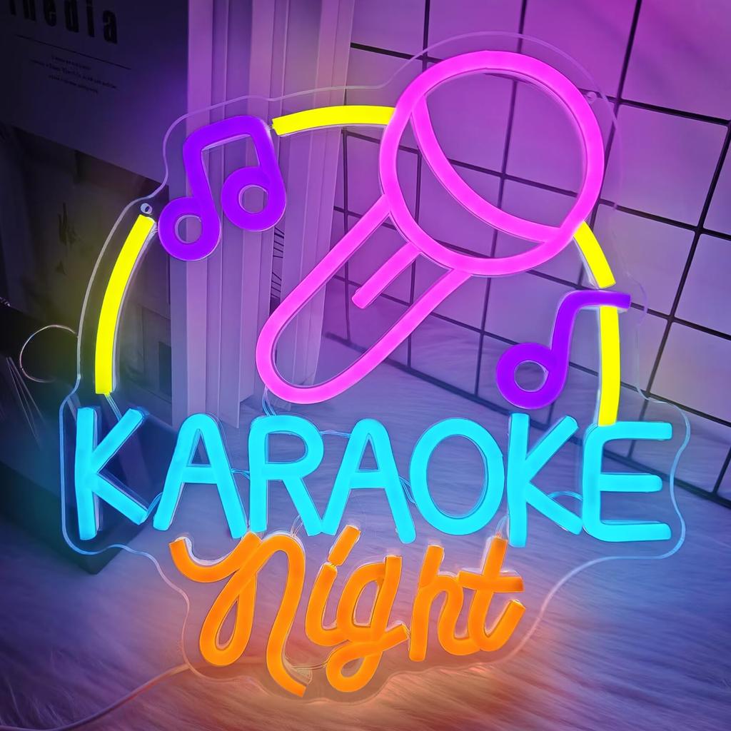 Karaoke Neon Sign Led Karaoke Party Lights Signs for Man Cave, Karaoke Bar Neon Signs Music Decoration for Live, Wall, Party