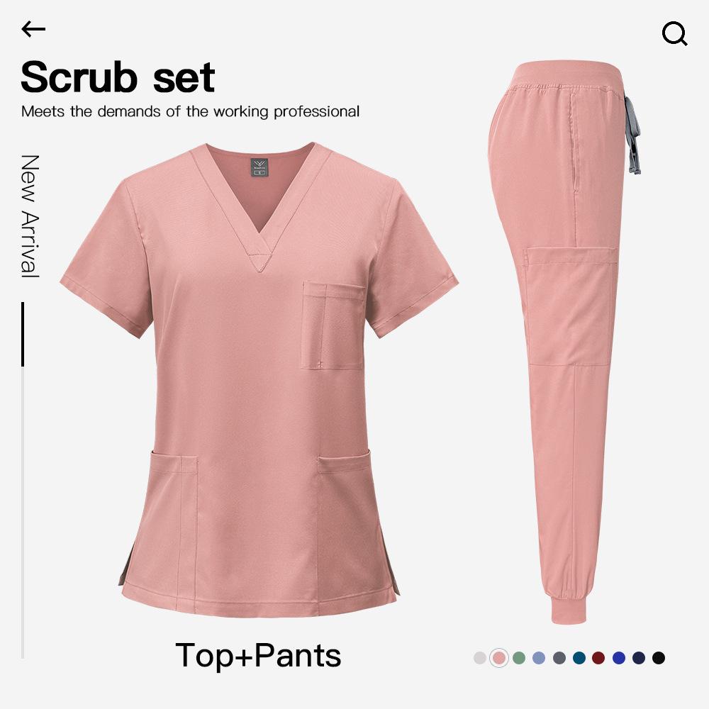Unisex Quick-Dry Short Sleeve Scrub Suit for Medical Professionals