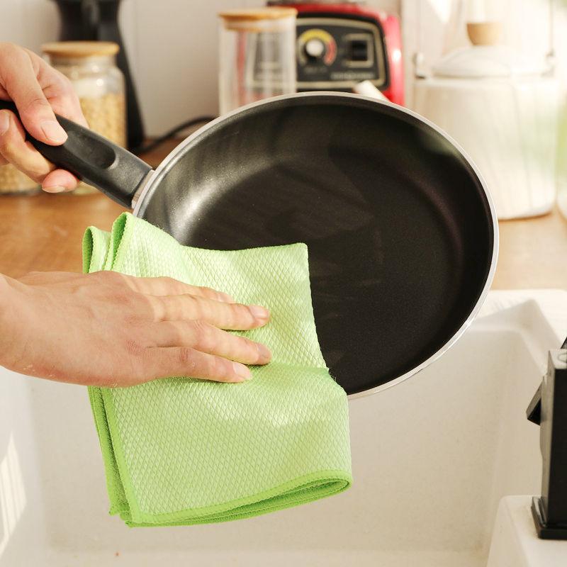 Kitchen Cleaning Towel Absorbable Fish Scale Rag Cloth Anti-grease Wiping Rags Glass Reusable Wipe Window Dish Cleaning Cloth