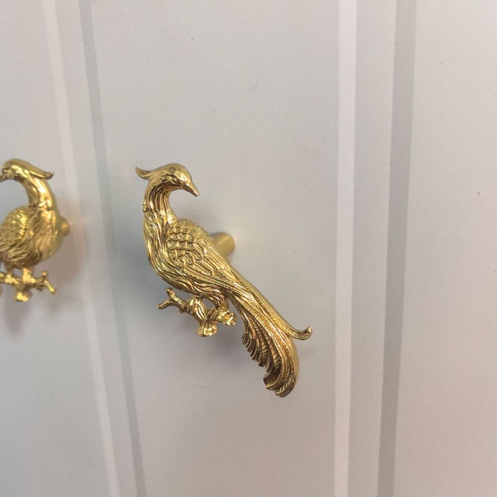 Solid Brass Brass Drawer Handle Phoenix Design Luxury Cabinet Handle Classical Pure Copper Cabinet Door Knob Shoe Cabinet
