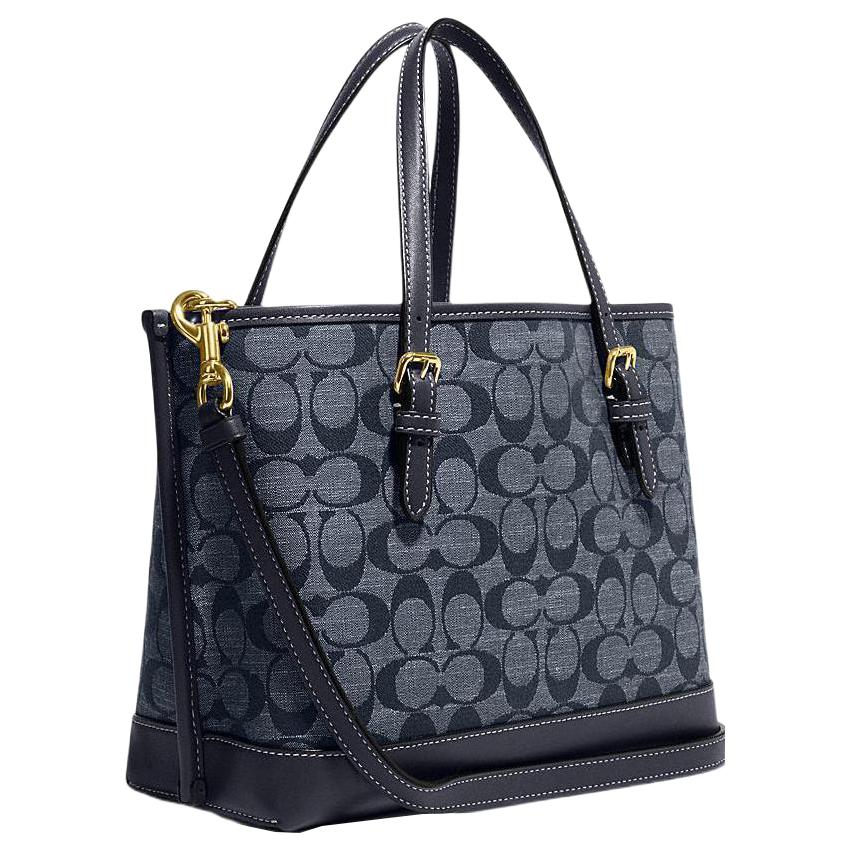 Coach Mollie Classic Monogram Jacquard Zipper Closure Fabric And Leather Shoulder Crossbody Bag Women Bags Denim-Blue CH228-IMDEI