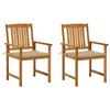 Day and Night - Day and Night Garden Chairs with Cushions 2 Units Solid Acacia Wood