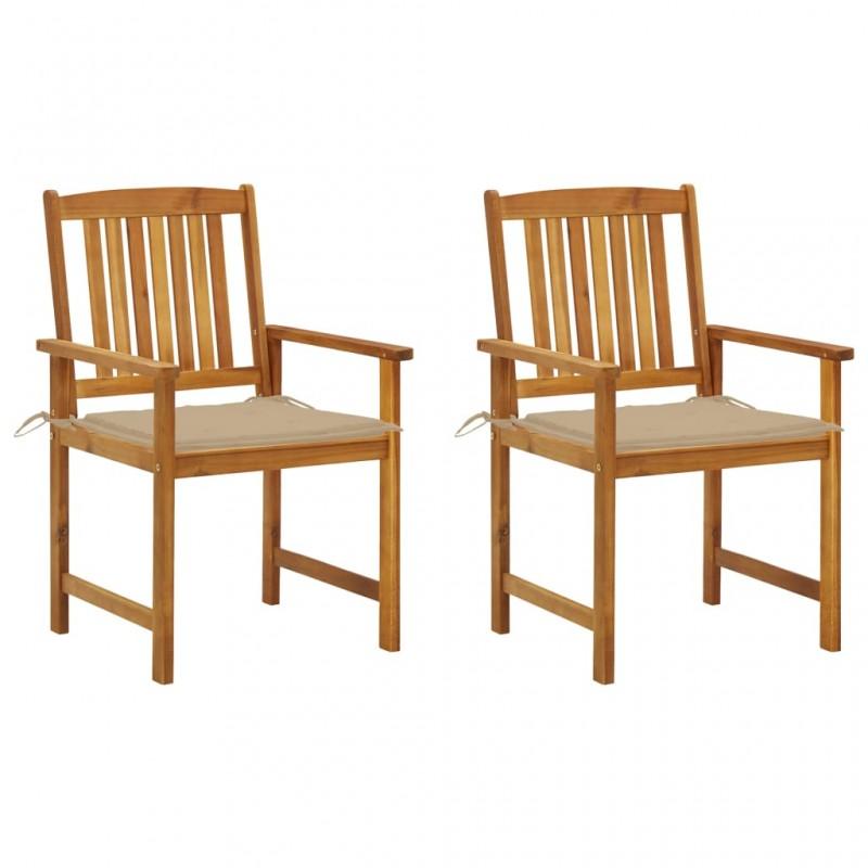 Day and Night - Day and Night Garden Chairs with Cushions 2 Units Solid Acacia Wood