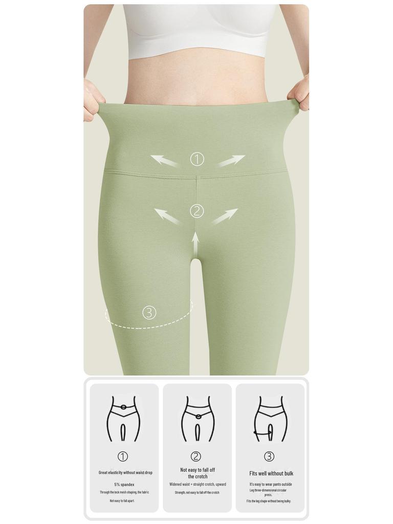 High Waist Combed Cotton Women's Antibacterial Warm Autumn-Winter Pants