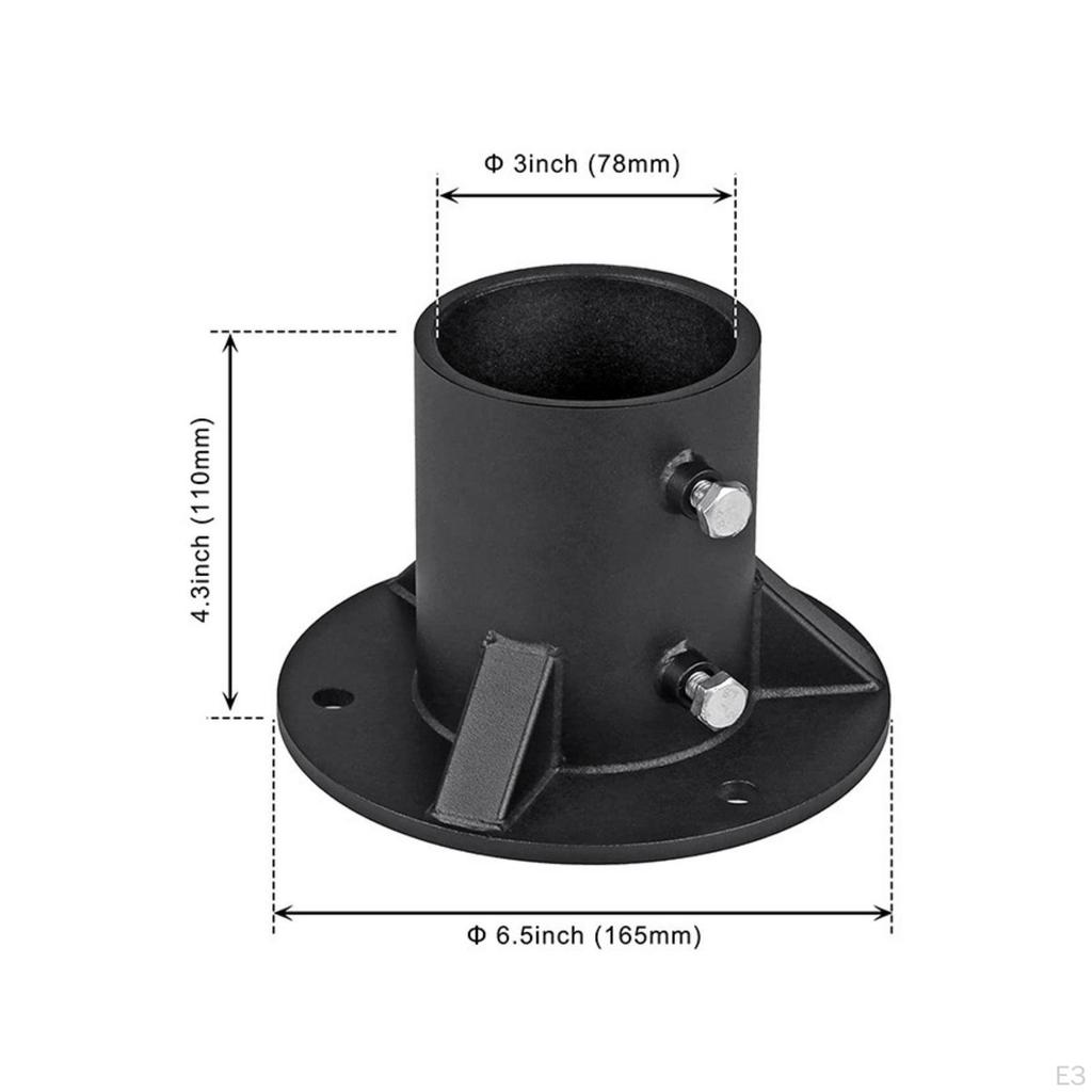 Round Post Floor Flange Powder Coated Anchor Reinforced with Set Screws for
