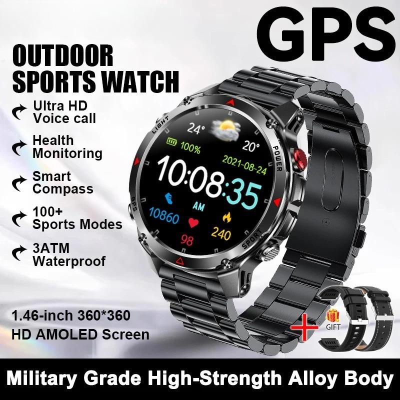 New Military Outdoor GPS Positioning SmartWatch Men Run RIDE Fitness GPS Tracer 10ATM/IP69 Compass HD call Sports Watch bracelet