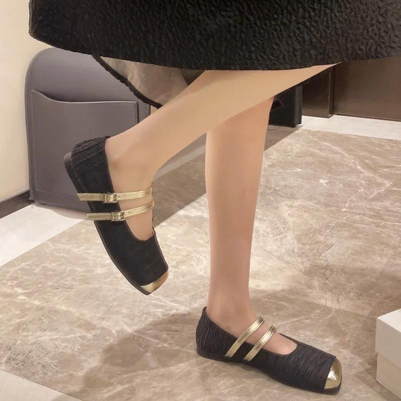 Fashion 2024 Spring New Women Flat Shoes Fashion Square Head Shallow Shoes Soft Flat Heel Dress Shoes for Women Leisure and Comfort