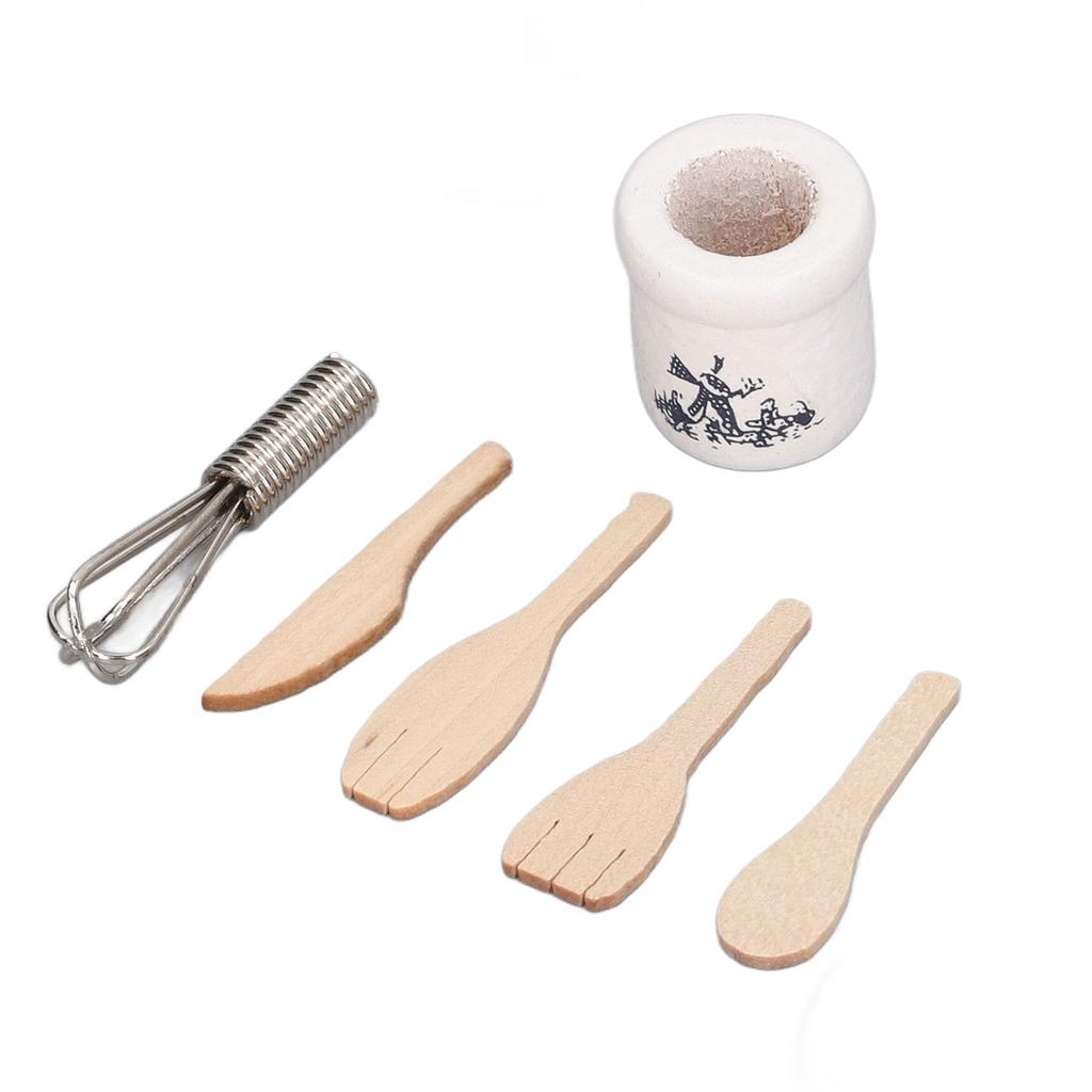 5 sztuk 1:Miniatury w skali 1/12 Akcesoria kuchenne do domku dla lalek Ubijak do jaj Nóż Widelec Łyżka Dekoracja kuchni
