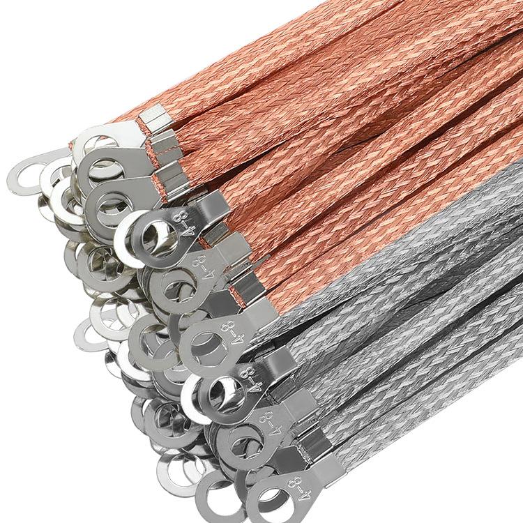 Grounding Cable: 2.5 Sq. Mm Soft Copper Jumper Wire for Distribution Box, Braided Flat Connector Tape.