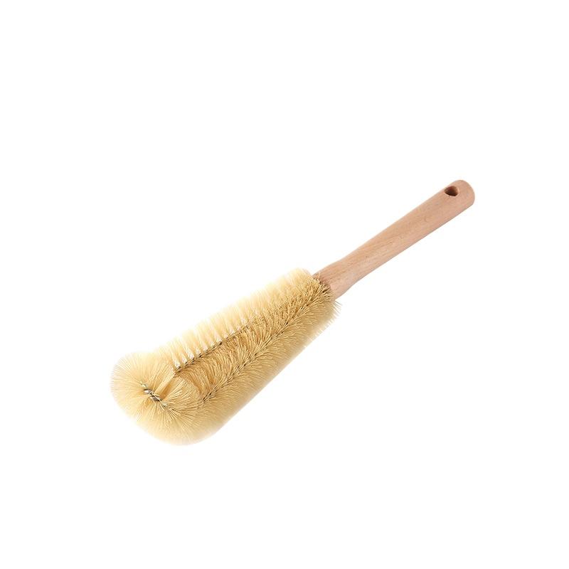 Wooden handle elbow cup brush, feeding bottle thermos cup, kettle water cup cleaning brush, extended hanging long handle brush