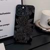 Luxury Dark Flower Silicone Leather Case For iPhone 13 14 Plus 12 11 16 15 Pro Max Mini X XS XR 7 8 SE Shockproof Full Cover