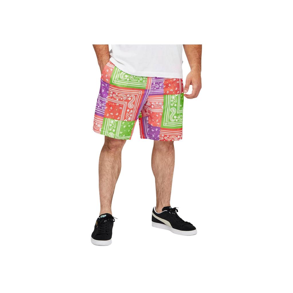 Puma Fit Cashew Flower Logo Print Basketball Sports Casual Shorts Unisex Shorts Red Green 537101-01