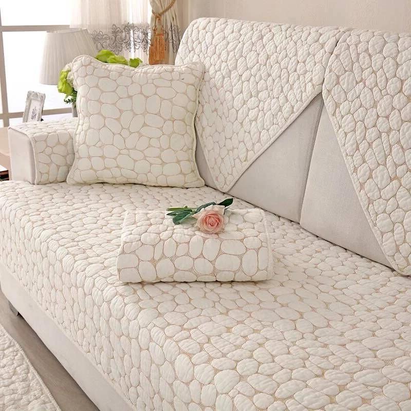 Doppelseitige Sofabezüge, weißer Couchbezug, Kissenbezug, reine Baumwolle, gewaschenes Sitzpolster, Handtuch, Baumwollsofas für das Wohnzimmer