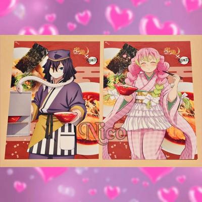 [USED] Demon Slayer: Kimetsu No Yaiba - Iguro Obanai & Kanroji Mitsuri / Home Delivery Bonus Postcard - Obamitsu