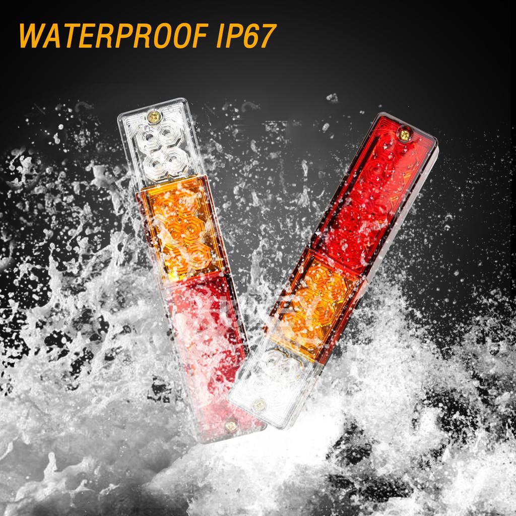 2x 12V 4 Function Truck Trailer Caravan ATV LED Brake Stop Rear Tail Reverse Light Turn Signal Indiactor Lamp Offroad Chassis