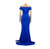 AL243 European and American Women's Sexy V-neck Evening Dress - High Slit, Solid Color, Short Sleeve for Spring/Summer
