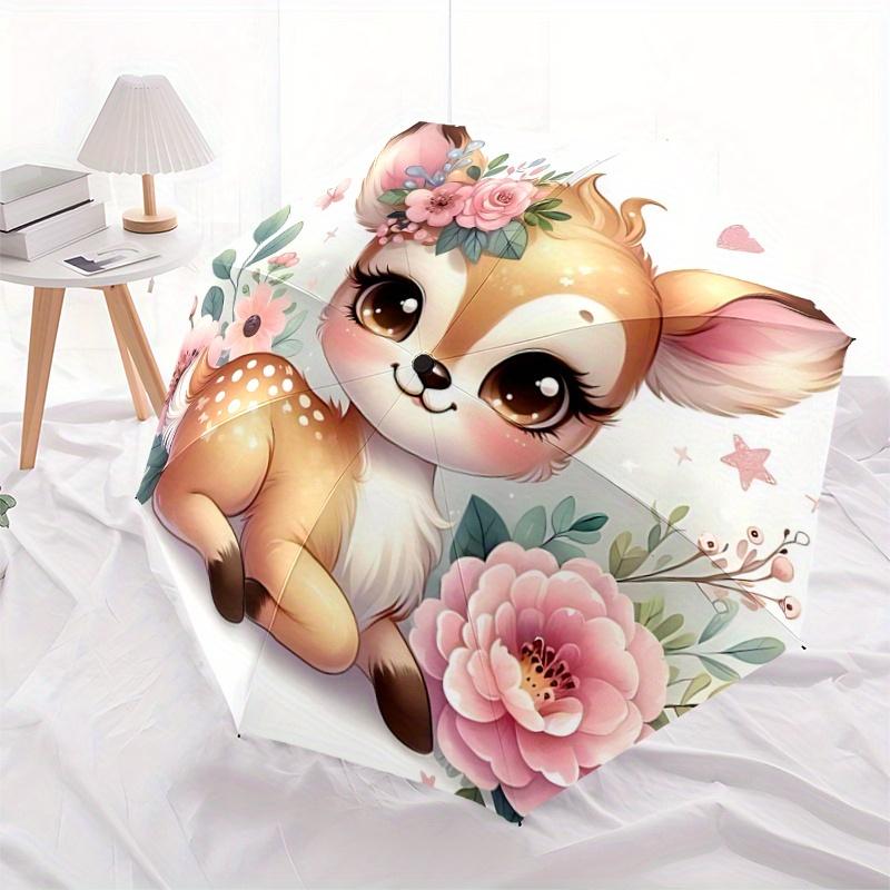 

1pc Adorable Deer Automatic Opening and Closing Umbrella - Suitable for Various Occasions, Outdoor Activities, Lightweight and Durable Autom
