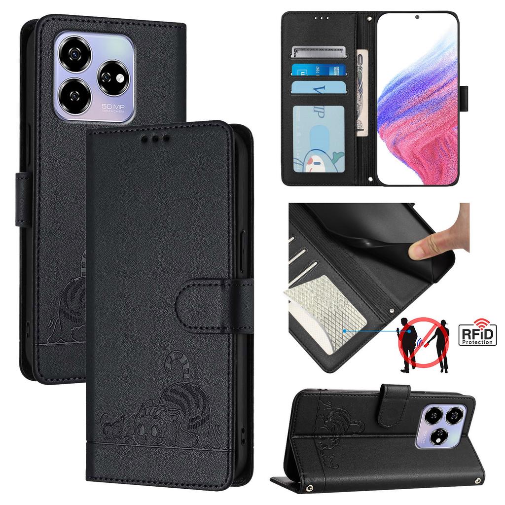 6-Color PU Leather Phone Wallet Case with Cat-and-Mouse Pattern Case for ZTE Axon 60,Blade A35,A55,nubia Focus Pro,Blade V70,V40s,A73,A52...