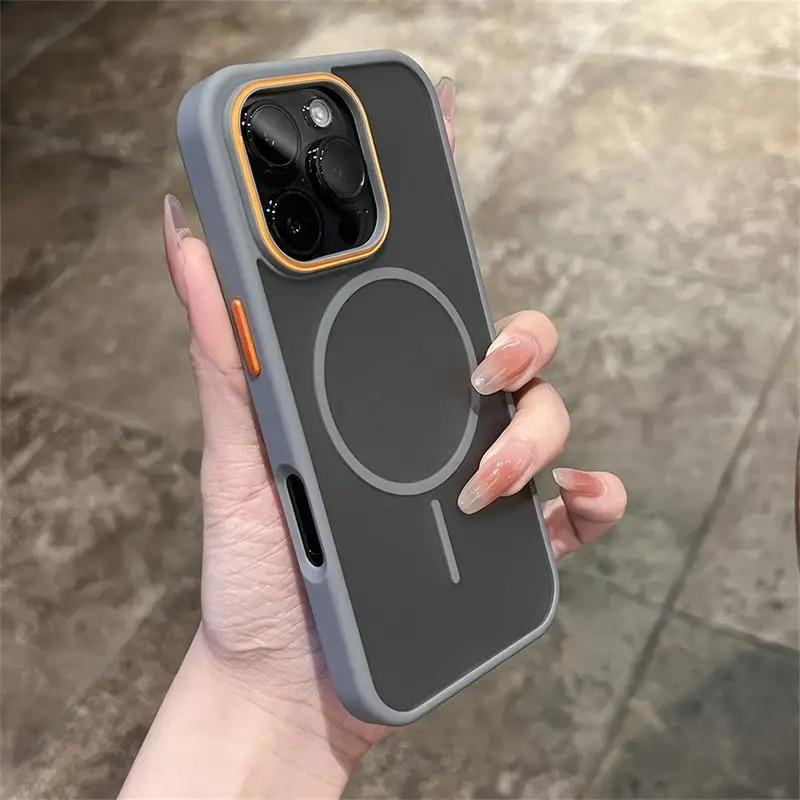 Luxury Matte Translucent Magnetic Case For iPhone 17 16 Pro Max 15 14 13 Pro 12 For Magsafe Wireless Charging Shockproof Cover